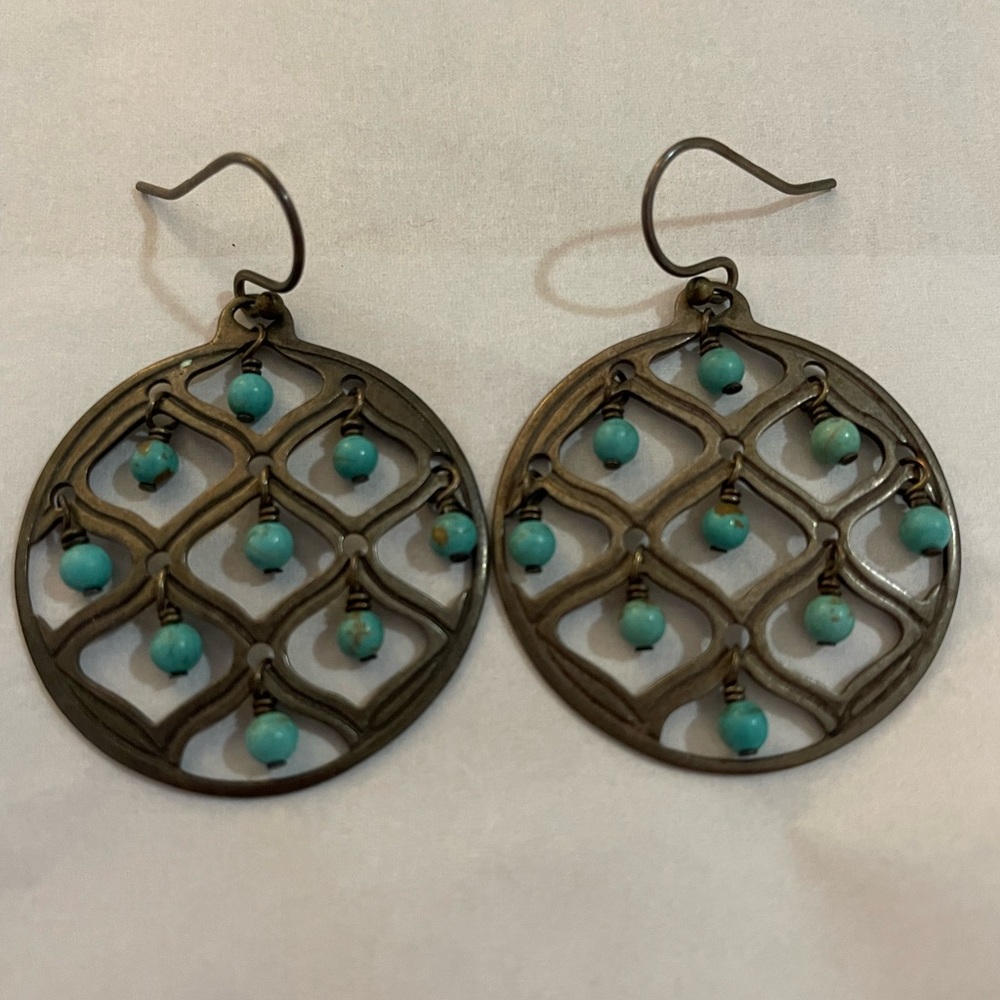 Silpada Turquoise Bead Filigree Drop Earrings